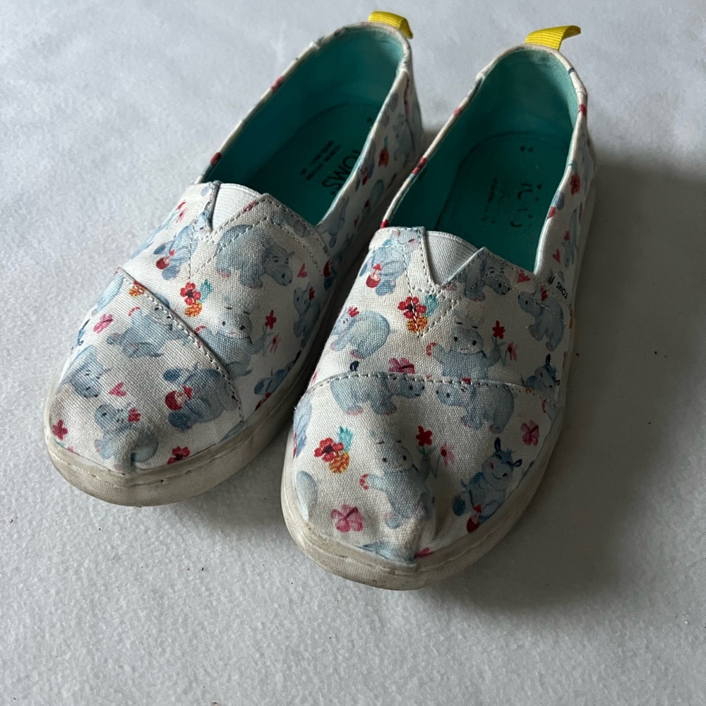 Toms White and Blue Sneakers with Slip-On Comfort